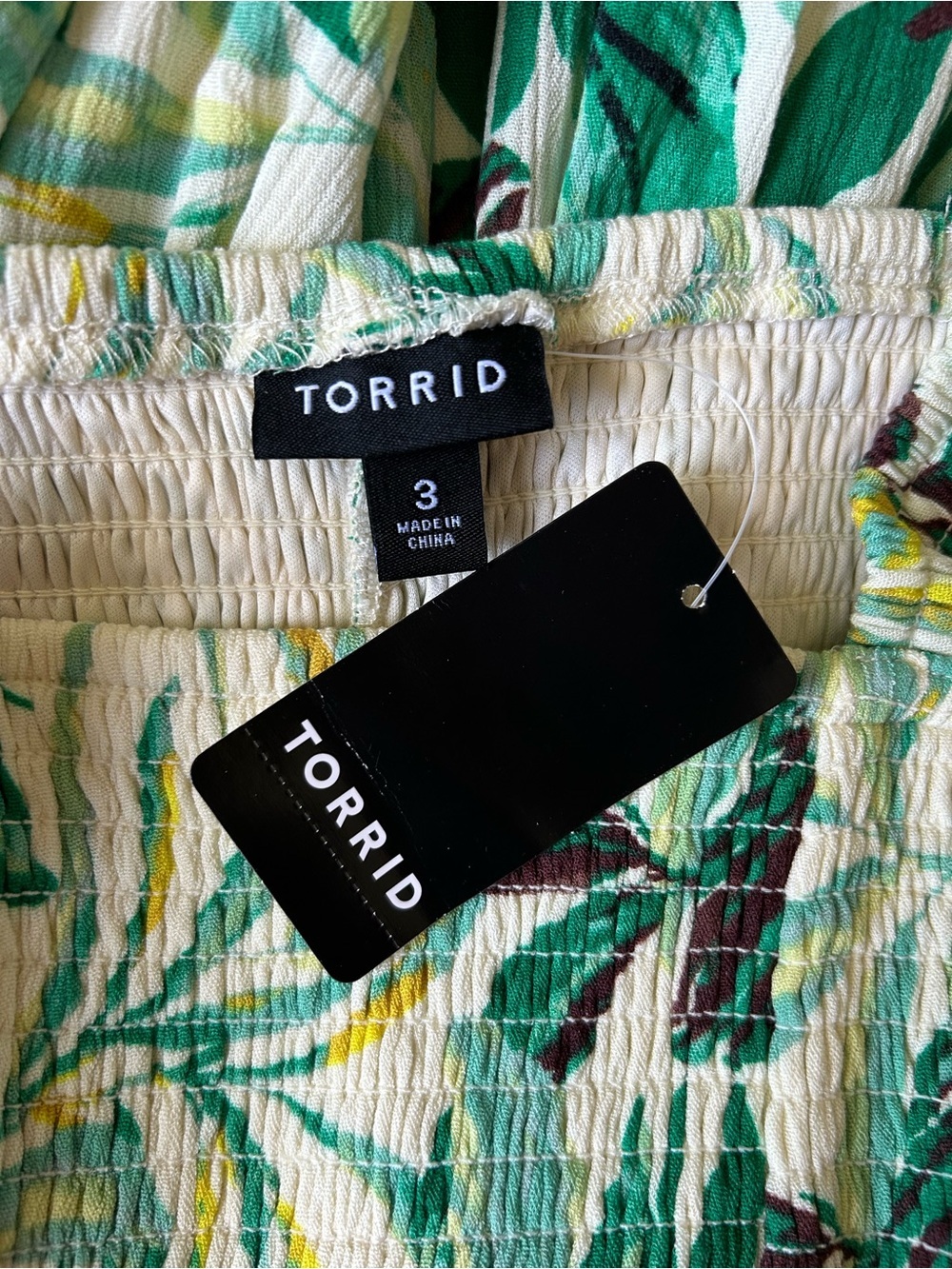 Torrid Peplum Crinkle Gauze Smocked Tank Top Blouse Painted Tropical Print - Picture 8 of 8